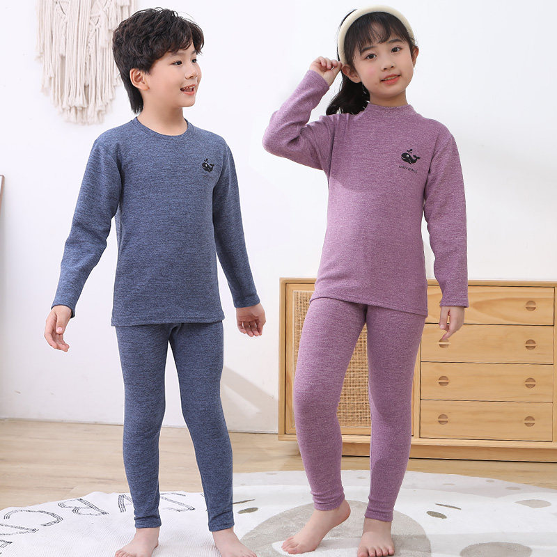 儿童秋冬款保暖内衣套装男童中领秋衣秋裤女童宝宝小孩加厚睡衣