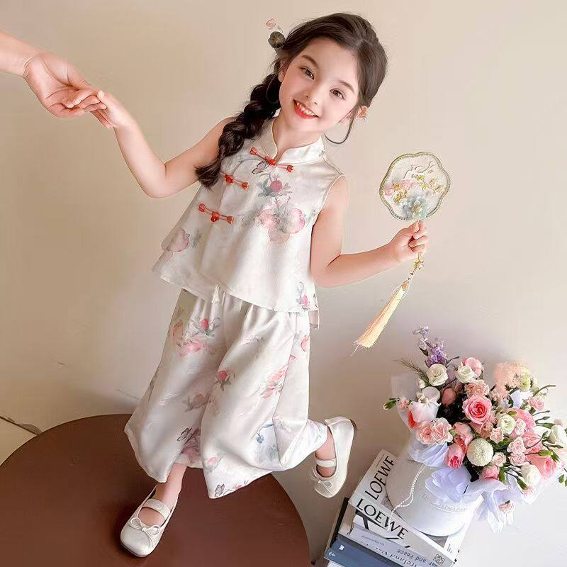 女童新中式汉服套装夏季儿童洋气超仙两件套宝宝夏日薄款国风衣服