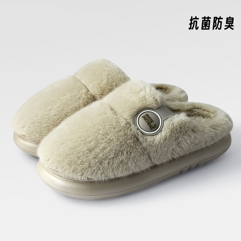 防臭棉拖可外穿女毛绒厚底拖鞋轻便毛毛男情侣冬季eva穿保暖居家