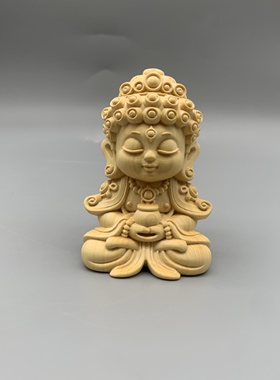 黄杨木雕卡通汽车摆件