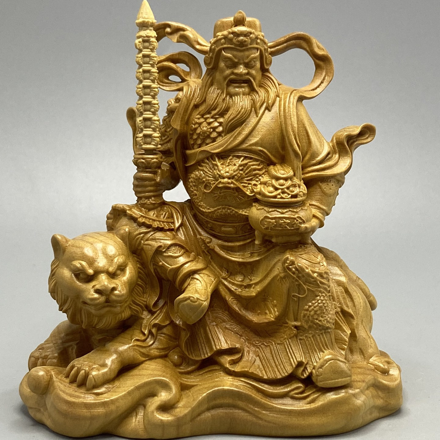 黄杨木雕赵公明摆件武财神像