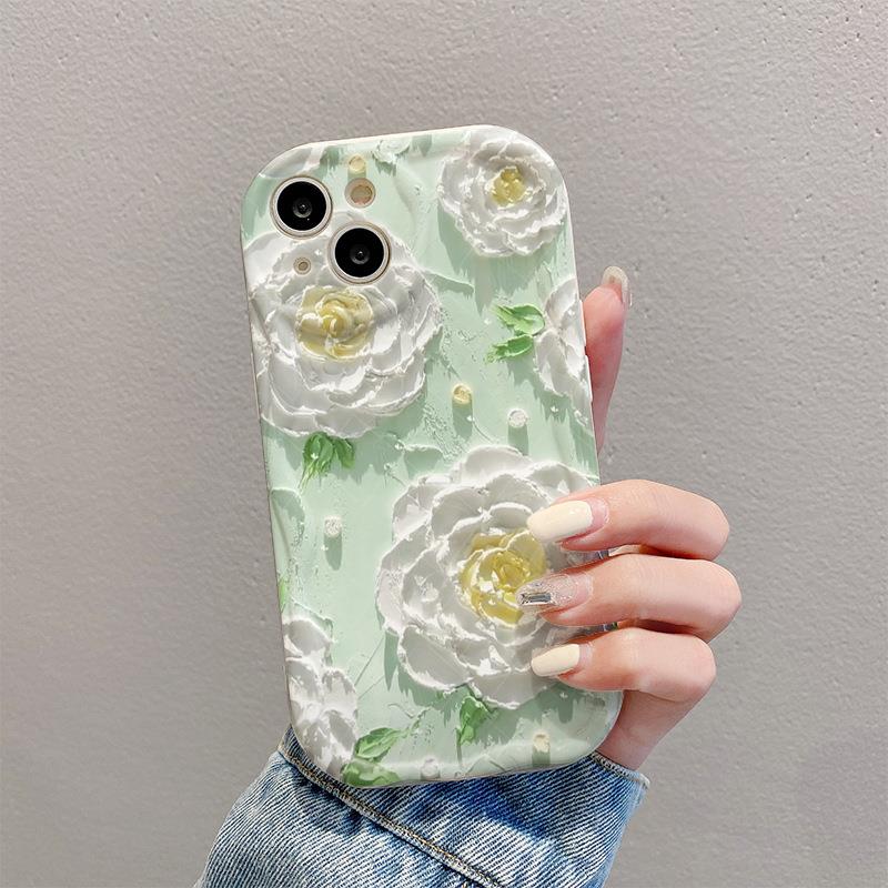 【超1000人收藏】山茶花油画iphone17手机壳适用苹果16pro少女14promax13防摔15软