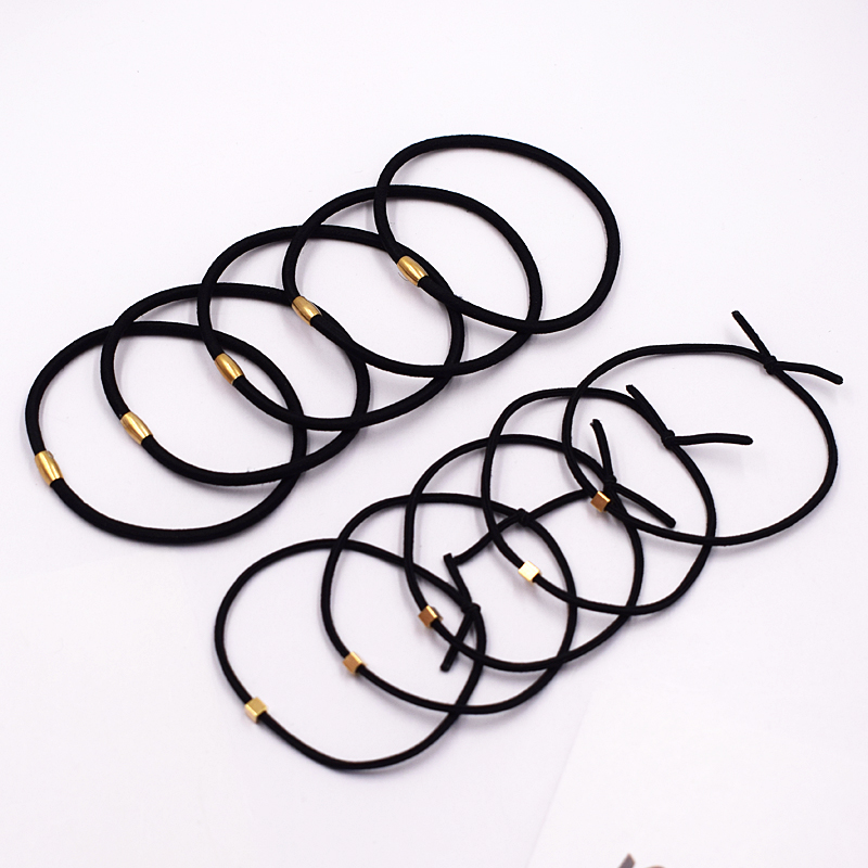 简约黑色发圈手工打结扎头发男女