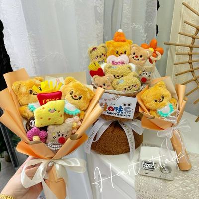 ins爆款黄油小熊毕业七夕毛绒公仔花束卡通玩偶娃娃生日礼物男生