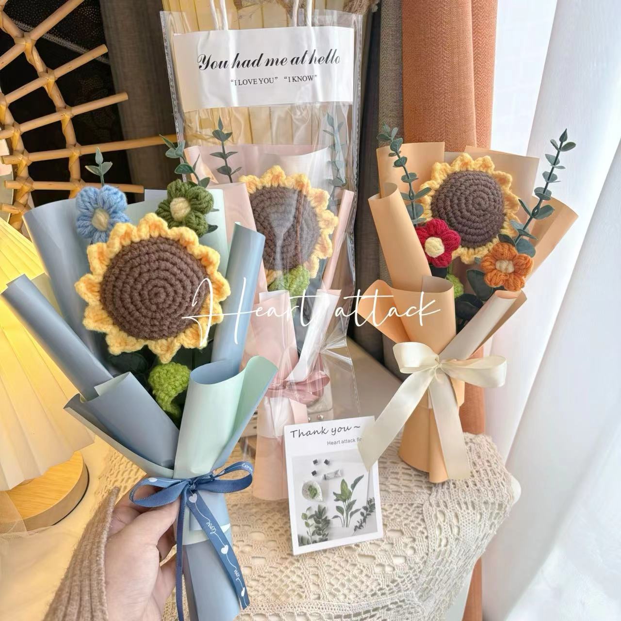 针钩编织花朵手工向日葵成品花束生日礼品创意惊喜伴手礼毕业礼物