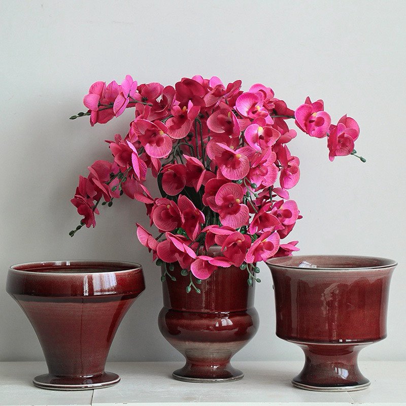 郎红元宵陶瓷花盆现代中式客厅插花摆件蝴蝶兰盆宿玄关高级感装饰,家居饰品,花瓶,淘宝优惠券,粉丝福利购,淘宝优惠卷