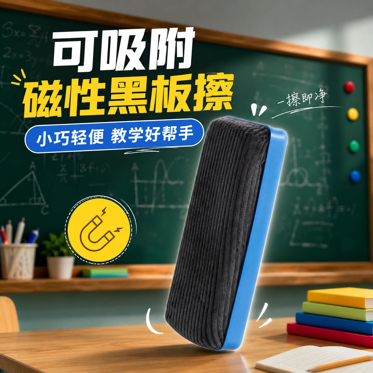 大号磁性黑板擦可吸附两图片