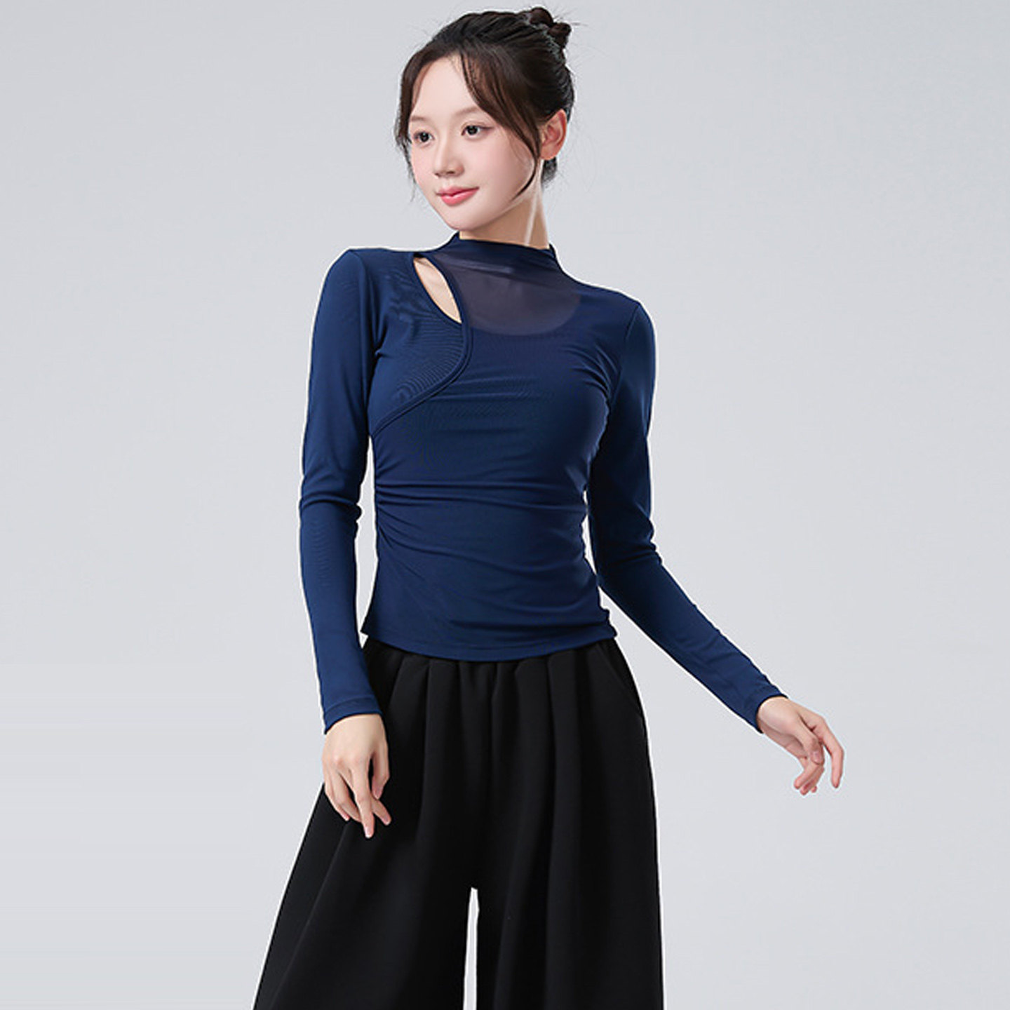 古典舞练功服女半高领网纱拼接长袖拉丁舞形体服艺考舞蹈服现代舞,运动/瑜伽/健身/球迷用品,古典舞服,淘宝优惠券,粉丝福利购,淘宝优惠卷