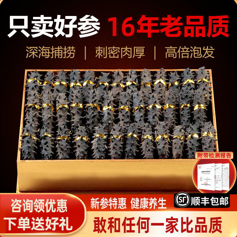 老青岛纯淡干海参干货250g底播野生辽刺参海生海参长辈特产礼盒
