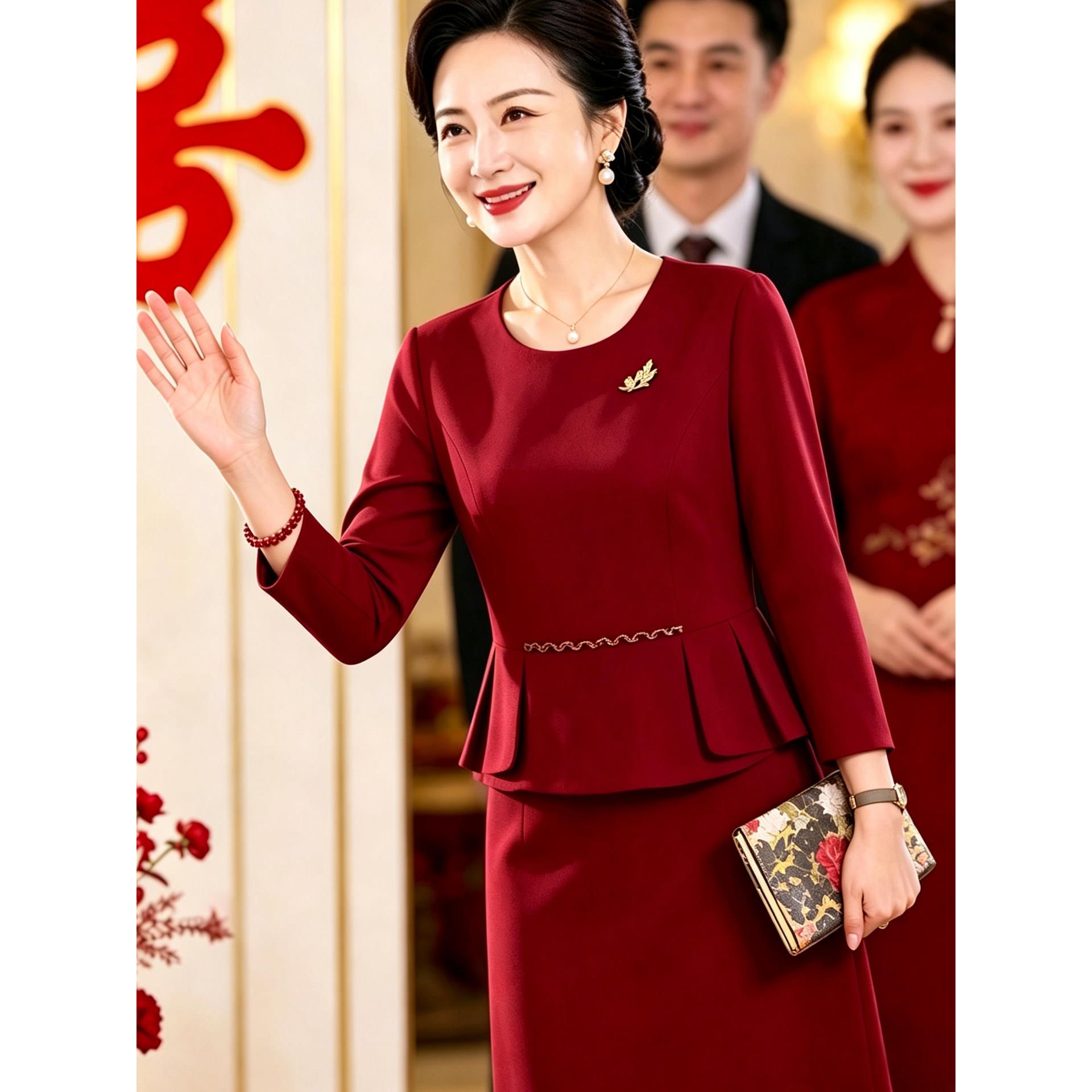 结婚礼服妈妈秋季连衣裙子大码遮肚2026小个子喜婆婆婚宴平时可穿