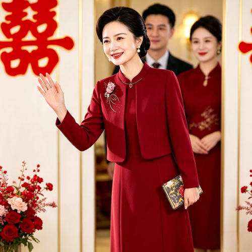 结婚礼服妈妈套装裙子2026新款小个子喜婆婆婚宴旗袍秋装平时可穿