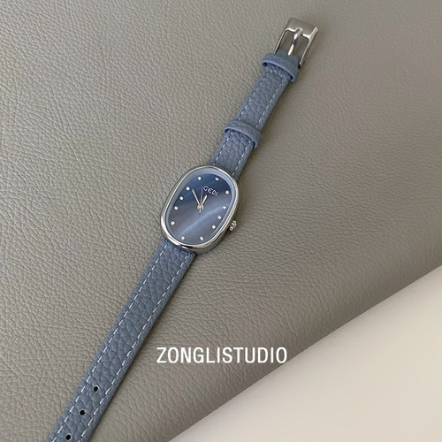 纵里椭圆形天然贝母手表女皮带