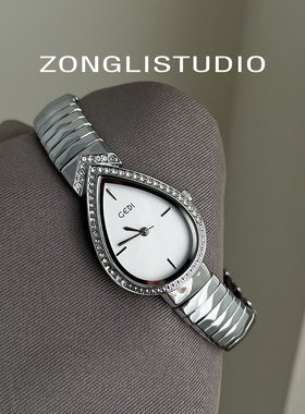 纵里 G183女士轻奢水滴镶钻精致时尚小众个性石英表