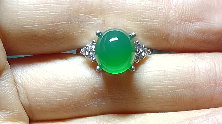 主图款 天然绿玛瑙蛋面戒指