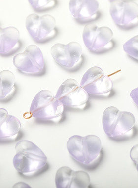 灯工琉璃 16mm渐变果冻紫色爱心直孔diy串珠项链手链耳饰材料配件