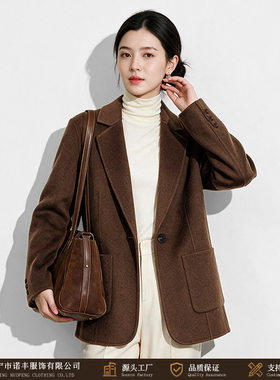 2026新款双面羊毛大衣女短款宽松小个子赫本呢子休闲外套跨境货源