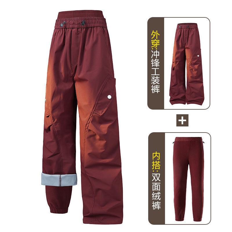 户外登山运动男女加厚软壳裤三合一冲锋裤工装裤情侣款防风滑雪裤