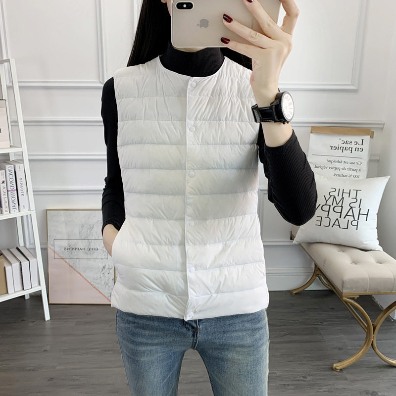 羽绒服马甲女2026秋冬新款内胆圆领坎肩内穿无领轻便薄款保暖背心