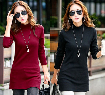 加绒打底长袖大码新款秋冬高领