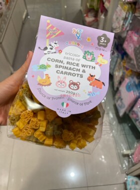 意大利进口BABYJ无麦质动物卡通通心粉儿童辅食幼儿早餐蔬菜通心