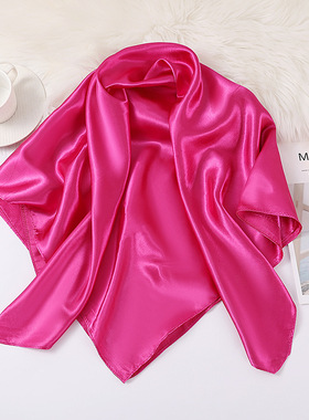 纯色糖果色丝巾女士90x90cm大方巾职业装领巾外搭披肩喜铺伴手礼