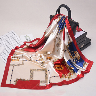 网红丝巾杭州缎面仿真丝大方巾抖音同款围巾女气质婚庆三八节礼品