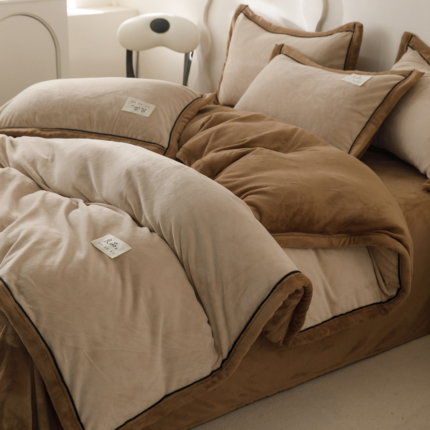 尚尚芊2025新款牛奶绒双拼可拆洗冬被被子被芯化纤被单人床温暖