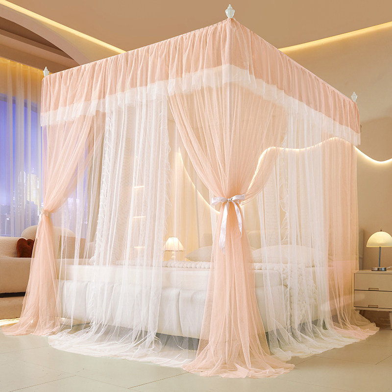2026新款高级公主宫廷三开门落地式蚊帐家用卧室支架加粗加厚蚊帐