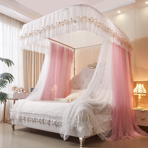 尚尚芊不锈钢支架导轨蚊帐家用360防蚊蕾丝花边驱蚊家庭网纱四季