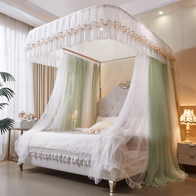 尚尚芊宫廷导轨蚊帐家用三开门不锈钢支架加密防蚊驱蚊通用四季