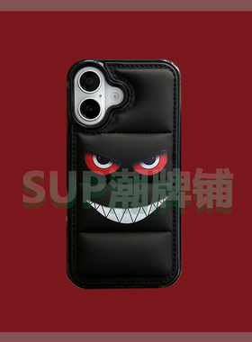 恶魔笑脸个性苹果16romax羽绒服iphone16pro男冬季16promax加厚13美式12情侣款15面包11服保暖11手机壳XR/Xs