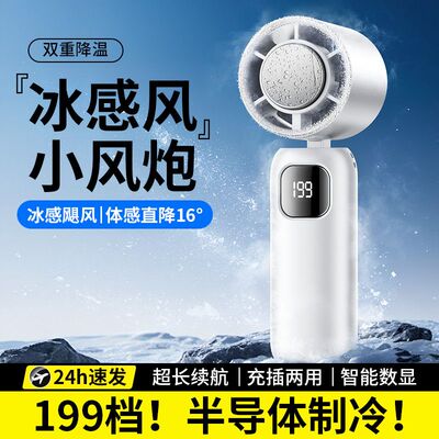 2025款usb制冷手持小风扇充电静音迷你学生便携挂脖式半导体冰敷