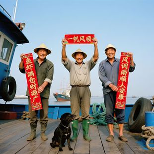 义乌红红渔船专用对联出海平安吉祥春联烫金一帆风顺鱼虾满仓新年