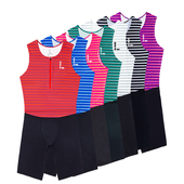 零阻力田径运动服男短跑条纹背心连体衣吸湿排汗体育生体考连体服