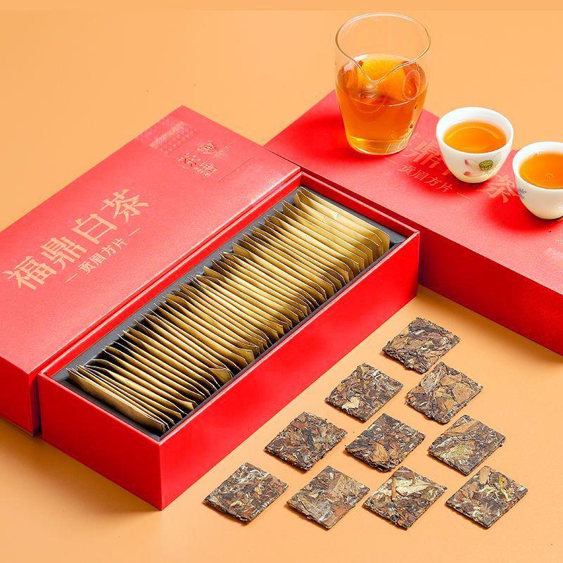 正宗福鼎白茶葉100片芯鄉(xiāng)韻小方片餅干茶棗香老貢壽眉500g禮盒裝