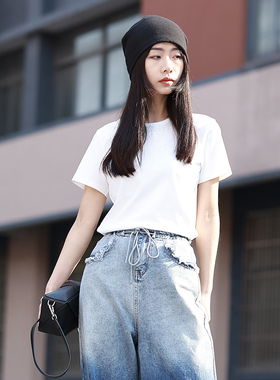 LADYS DIARY原创设计女装款圆领纯色休闲宽松短袖纯棉T恤上衣女