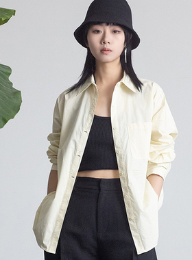 LADYS DIARY原创设计女装新款前短后长衬衫春季长袖宽松棉上衣女