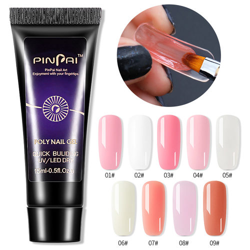 Pure Color Poly Nail Polish Gel Acrylic Extension Semi Perma