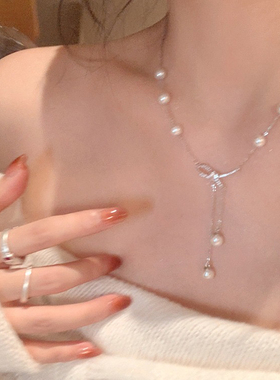 #1433studio蝴蝶结项链女秋冬轻奢高级感锁骨链时尚精致毛衣链潮