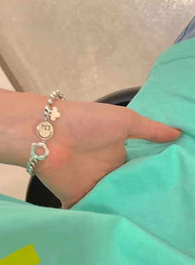 花朵笑脸手链女小众设计高级感2025年新款潮ins复古冷淡风手饰