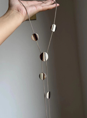 冷淡风金属圆片几何长款项链高级感轻奢小众个性ins辣妹毛衣链女