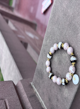 北京寺庙同款珠光粉瓷金沙玻璃多巴胺显白手链手饰饰品