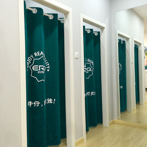 服装店试衣间更衣间门帘定制服装店帆布门帘半帘定制log免G打孔