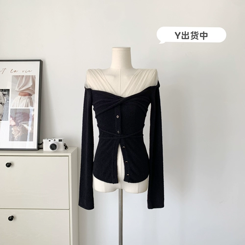 Персиковой самостоятельный молочный пирог/сетчатая сетка вязаная кардиганская женщина осень и зимний мягкий клейкий ленивый свитер внутри