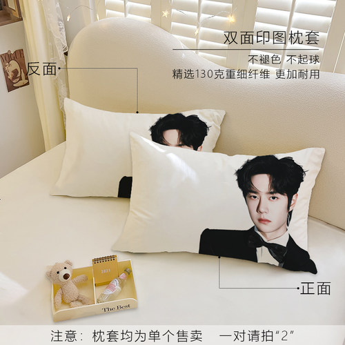 帅气爱豆男明星王一博磨毛枕套女生寝室学生宿舍单人枕头套可水洗