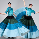 新款 女彝族舞蹈服演出服大山索玛花民族彝族百褶大摆裙 彝族服装