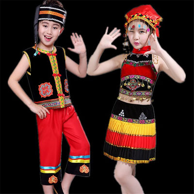 彝族服装新款彝族演出服成人六一百褶裙表演服黎族少数民族舞蹈服