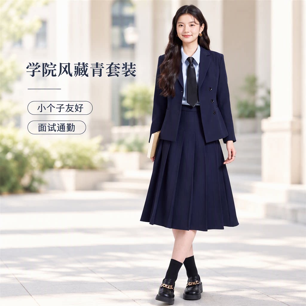 学院风西装套装女士小个