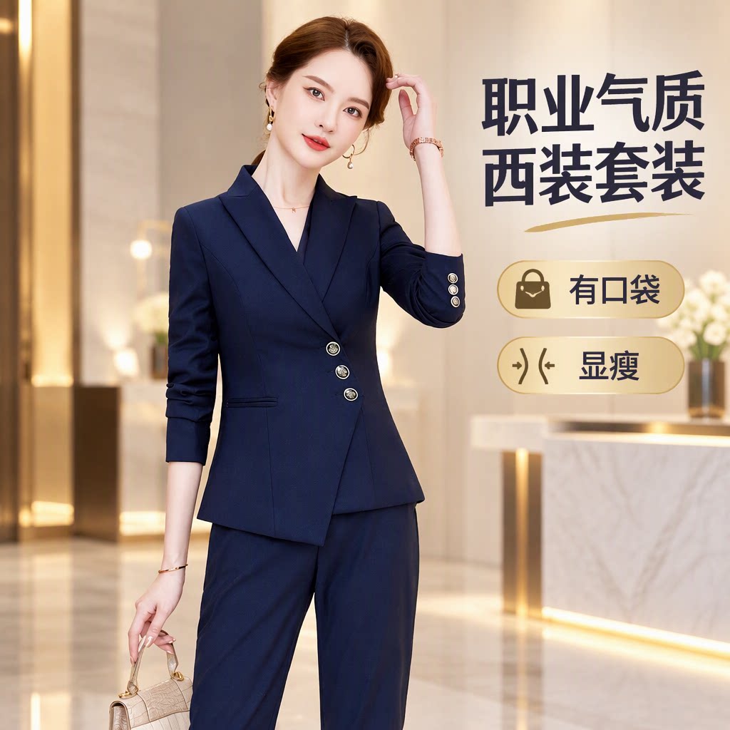 售楼部美容院前台接待西服工作装