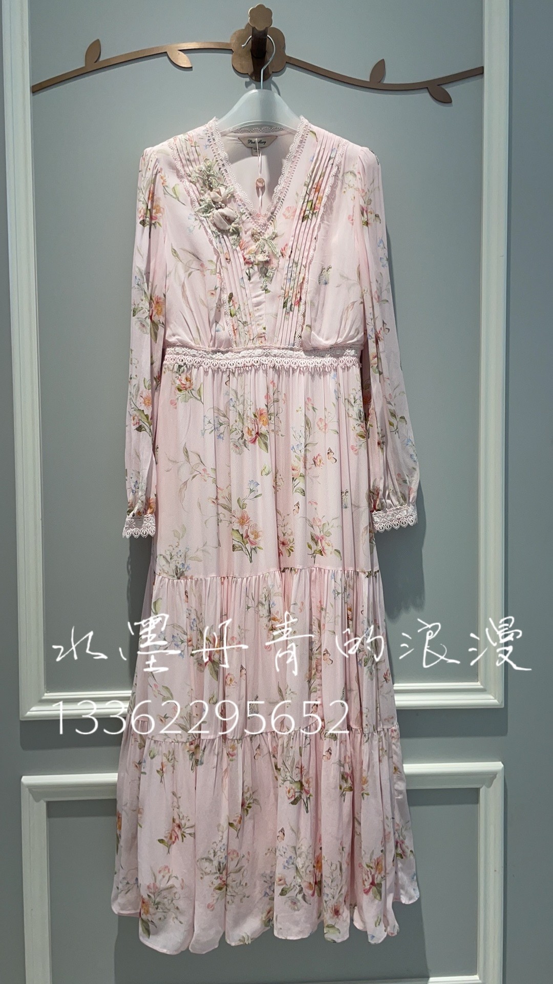 pmanw5701-10/3180粉红玛丽pinkm淑女风2024秋冬新款淑女连衣裙